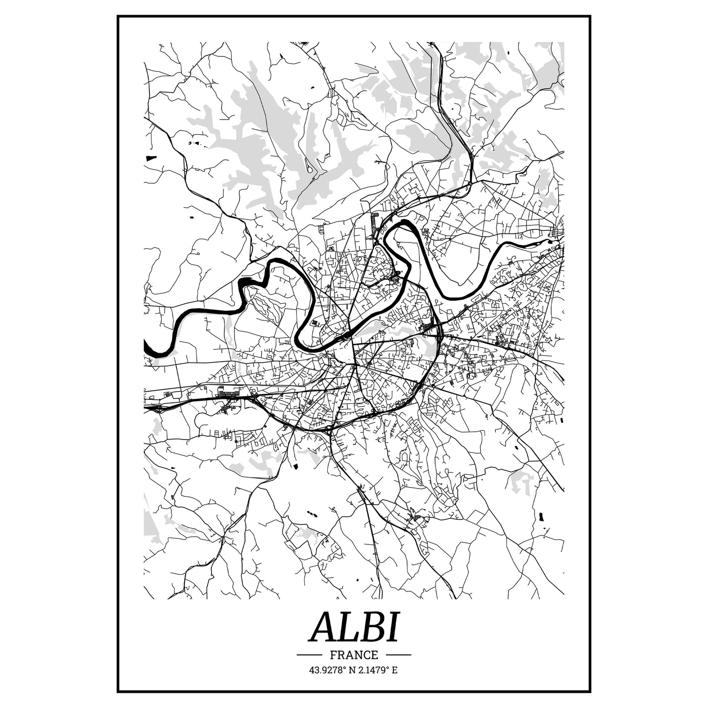 affiche-albi-carte-noir-et-blanc-ville-tarn