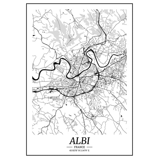 affiche-albi-carte-noir-et-blanc-ville-tarn