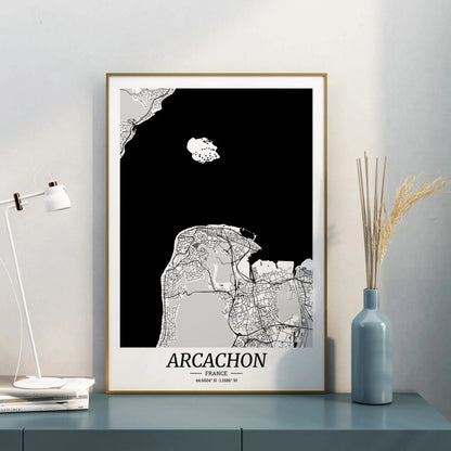 affiche-Arcachon-plan-ville