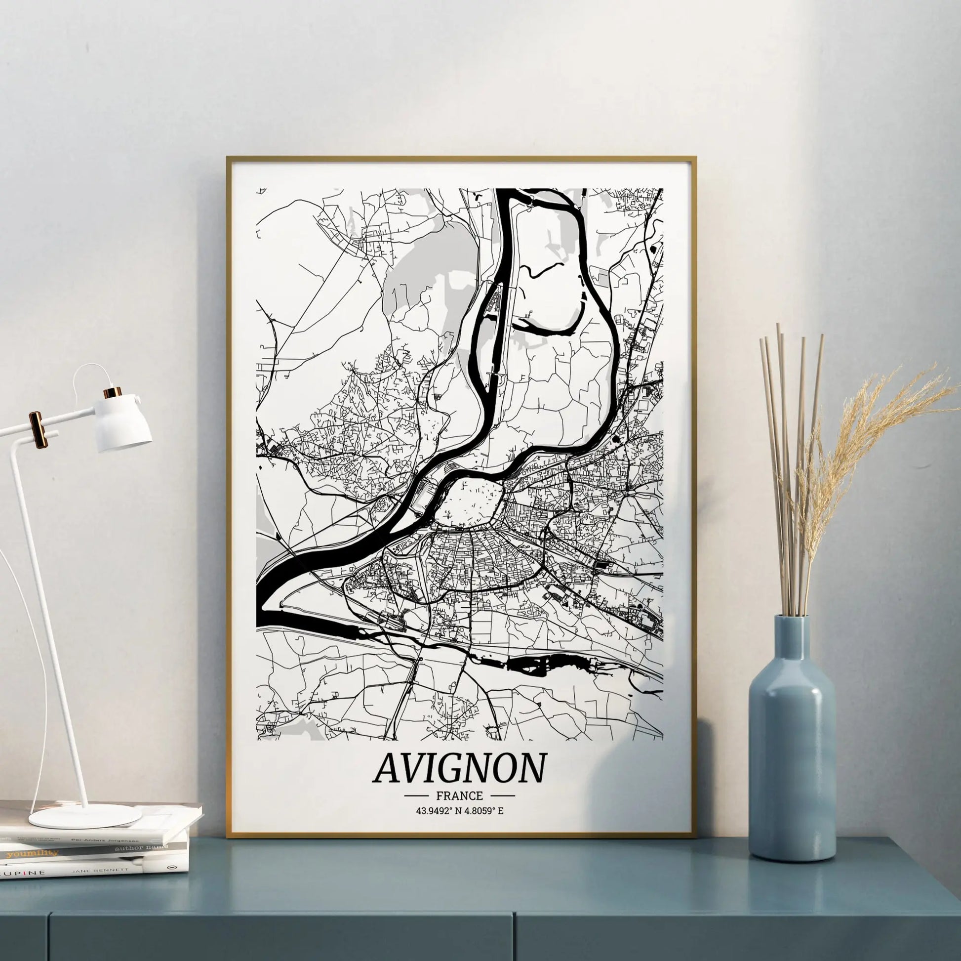 affiche-avignon-carte-ville-noir-et-blanc